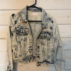 Pink Lily Distressed Acid Wash Denim Jacket